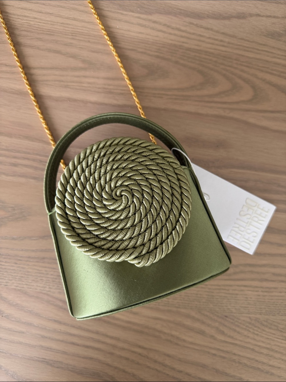 NWT* Mini Gunther Satin Passementerie Bag - Olive Green - Picture 3 of 6